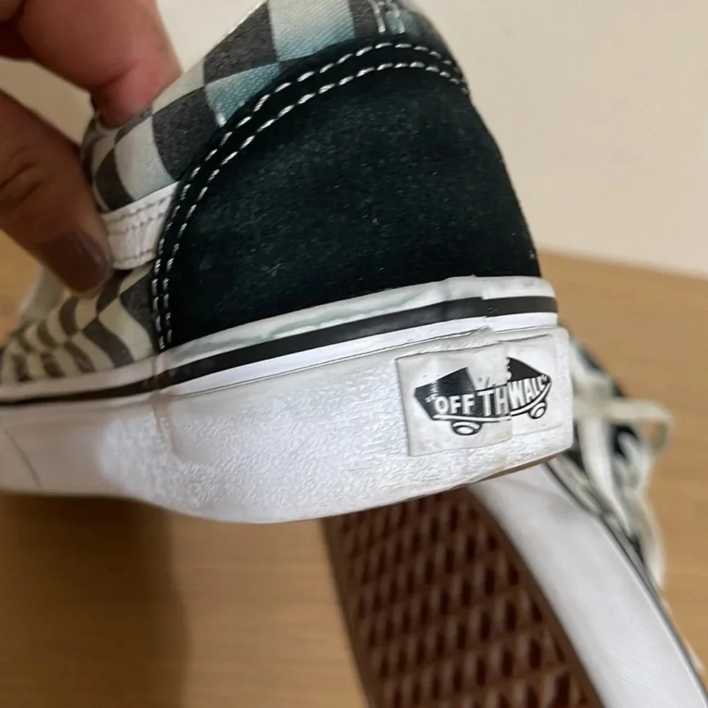 Vans Off The Wall - Old Skool Checkerboard - Suede Sneakers - Black/White sz 5 - Picture 12 of 16